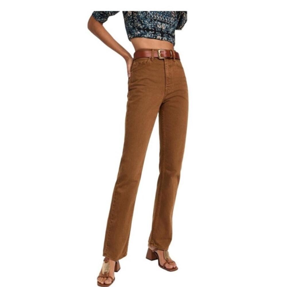 EUC Ulla Johnson Agnes Jean Brown High Rise Straight Leg Pants Size 26